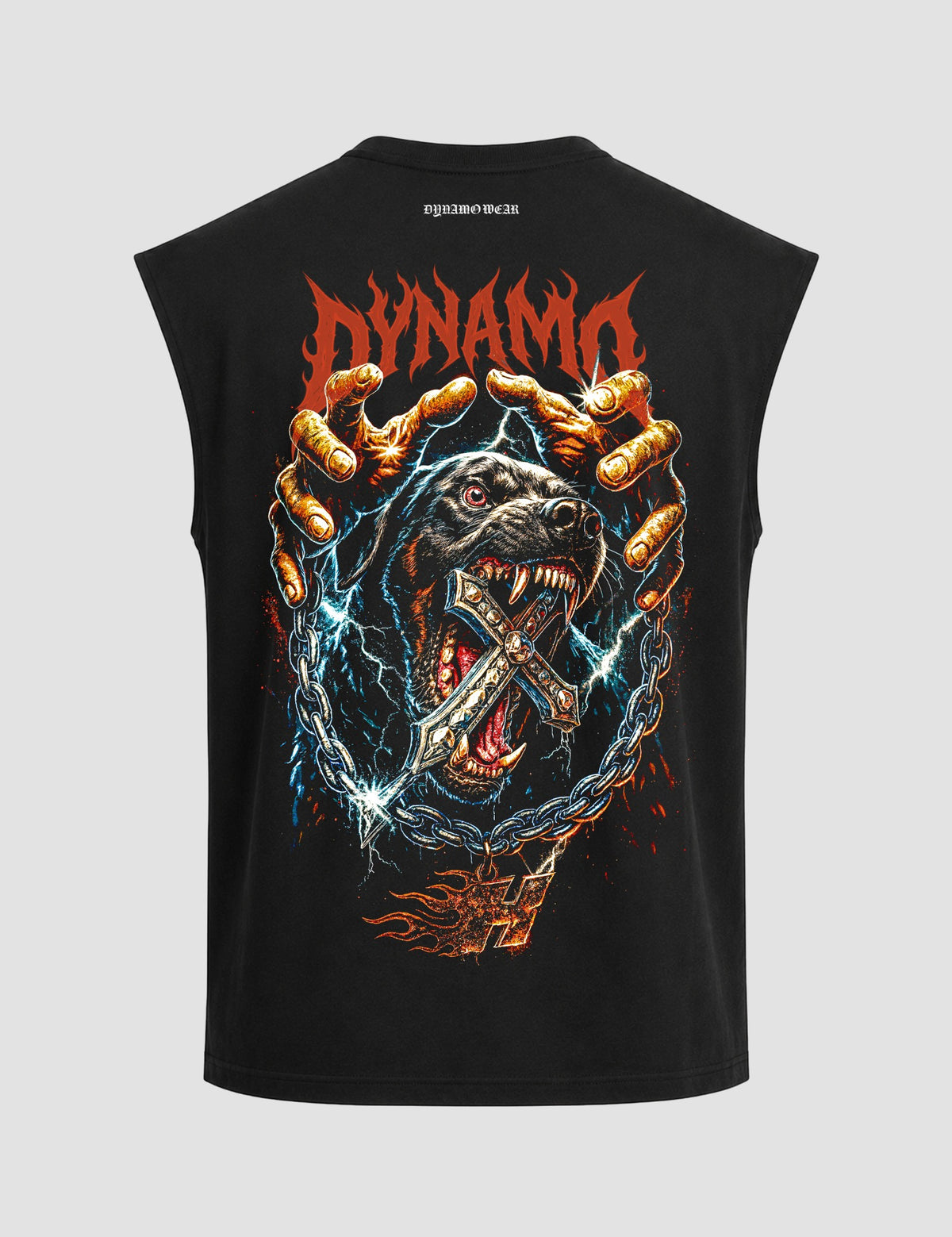 Oversized Muscle Tee - Hellhound Covenant, back graphic